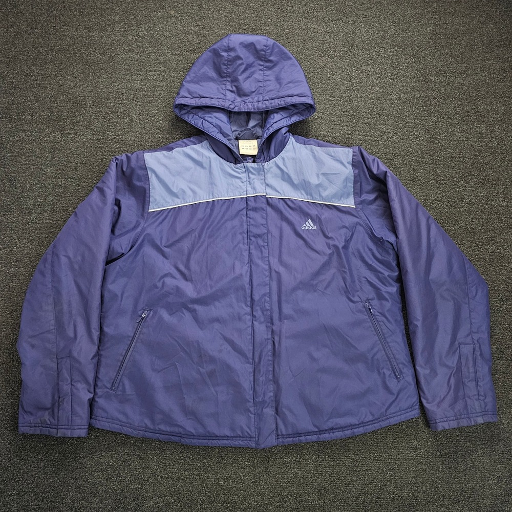 Vintage Adidas Jacket‎ Womens XL Purple Blue Full Zip Y2K Hooded Color Block